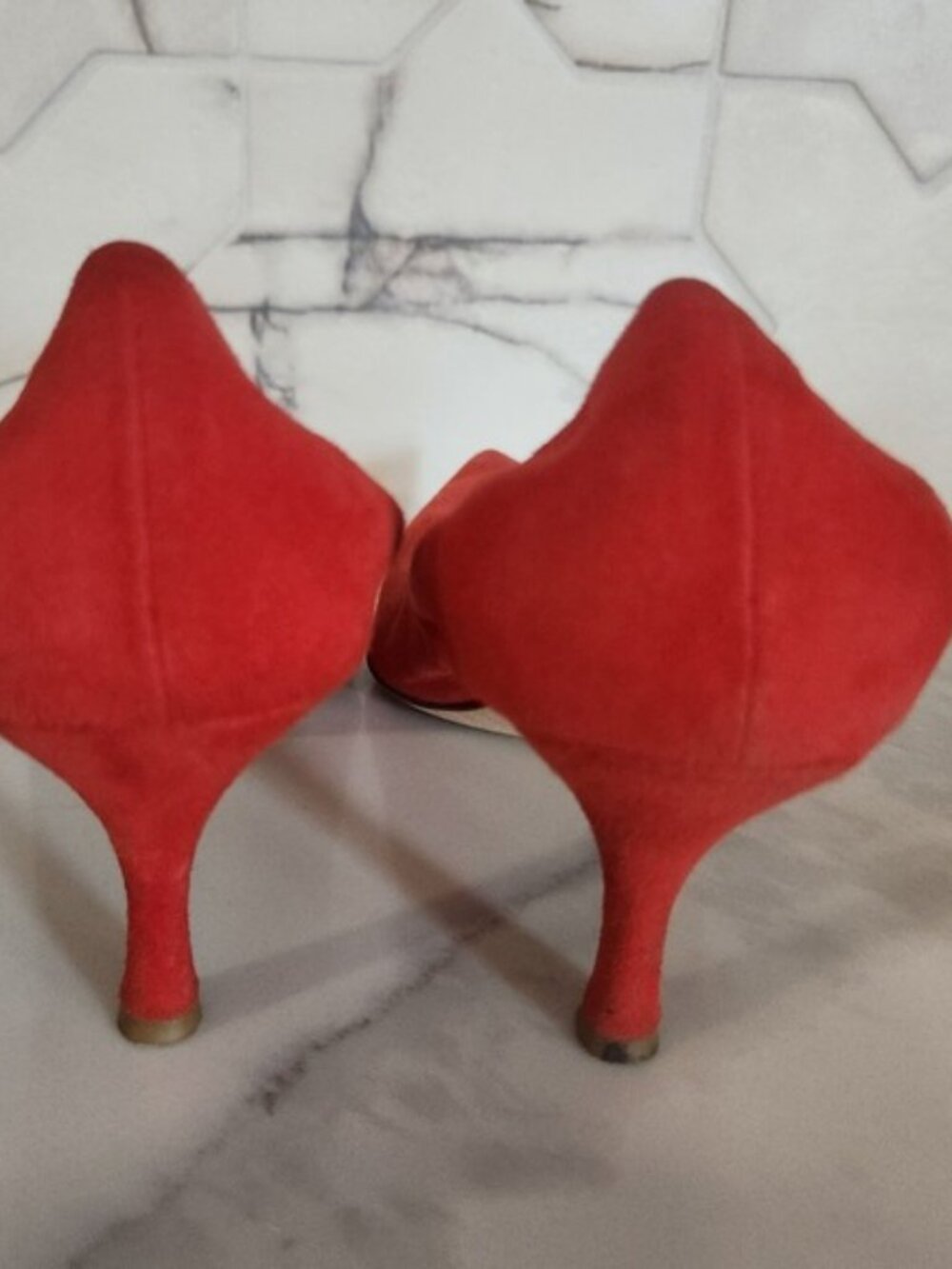 Canto‎ De Ricci Italy Suede Pointed Toe Kitten Heel Pumps Size 39 Christmas - Picture 2 of 8